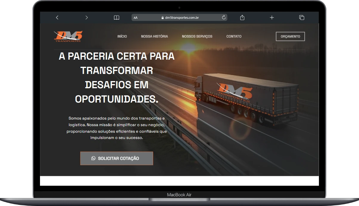 Projeto DM5 Transportes desenvolvido pela MDMnet