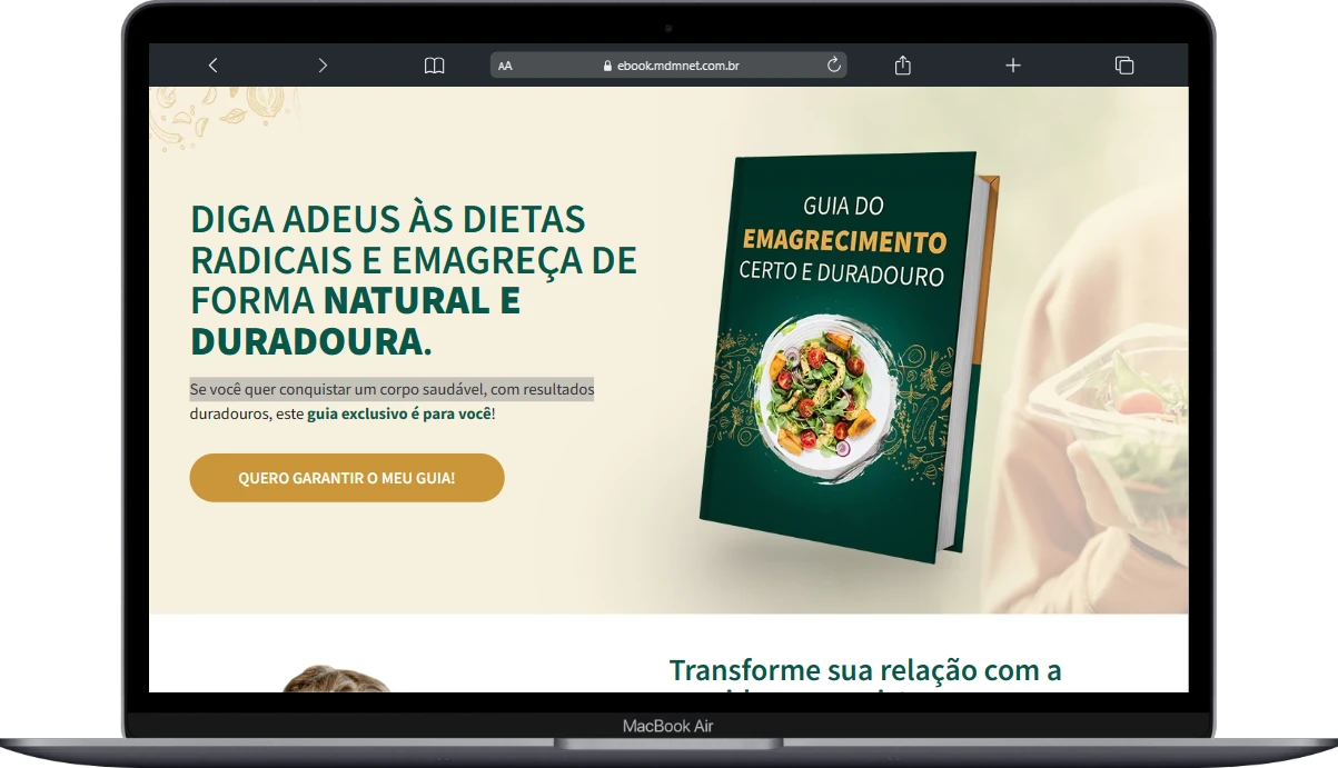 Landing page Guia do Emagrecimento desenvolvida pela MDMnet